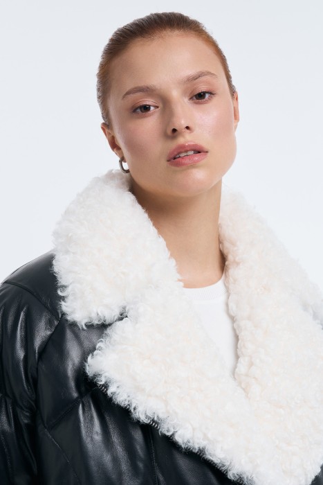 утепленная куртка из натуральной кожи из россии вид сбоку