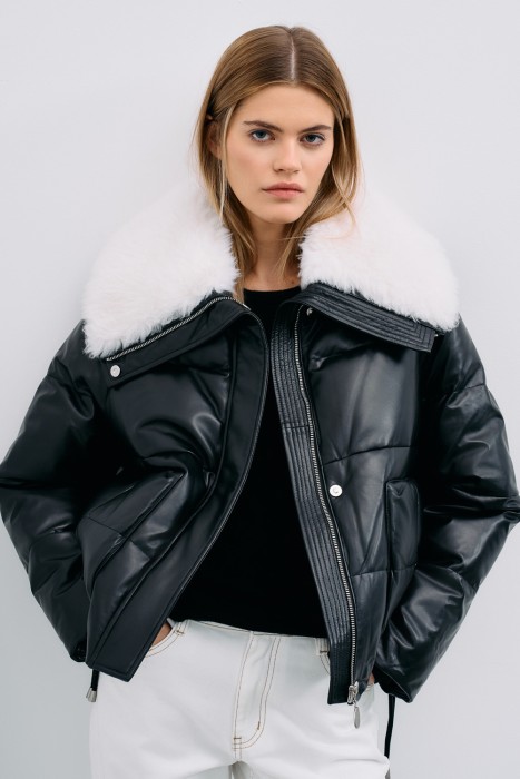 утепленная куртка из натуральной кожи 778293003 фотография