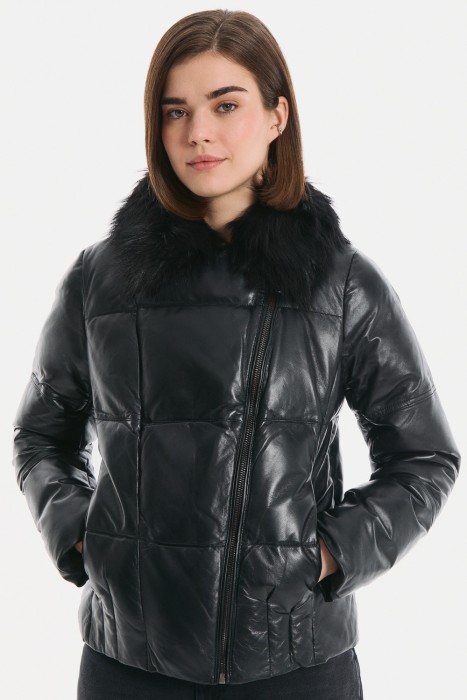 утепленная куртка из натуральной кожи 776289003 фотография