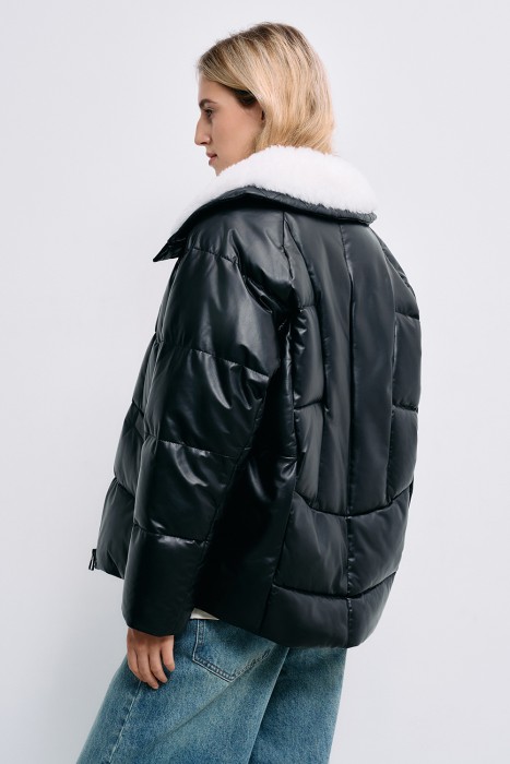 утепленная куртка из натуральной кожи по цене 13740 руб вид справа