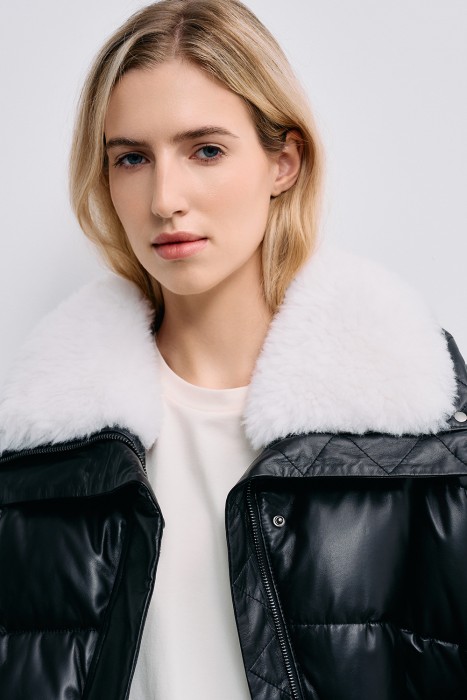 утепленная куртка из натуральной кожи из россии вид сбоку