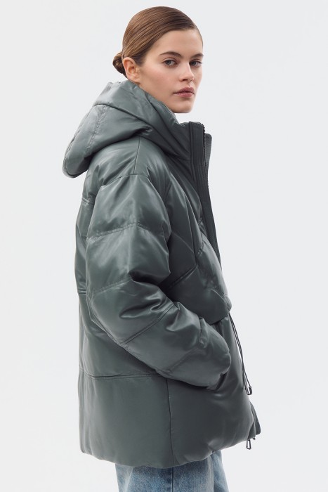 утепленная куртка из натуральной кожи по цене 16090 руб вид справа