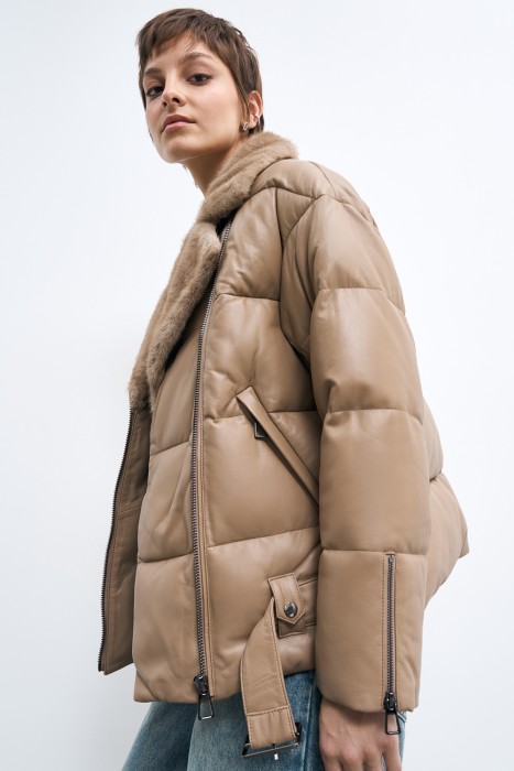 утепленная куртка из натуральной кожи 778237003 фотография