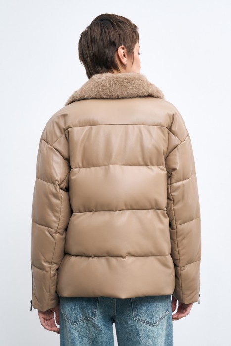 утепленная куртка из натуральной кожи по цене 14390 руб вид справа