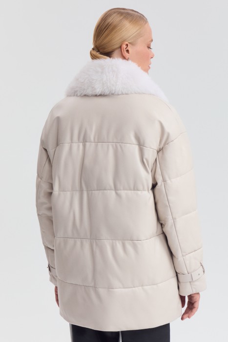 утепленная куртка из натуральной кожи по цене 15230 руб вид справа