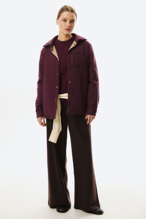 утепленная куртка-рубашка от бренда снежная королева вид слева