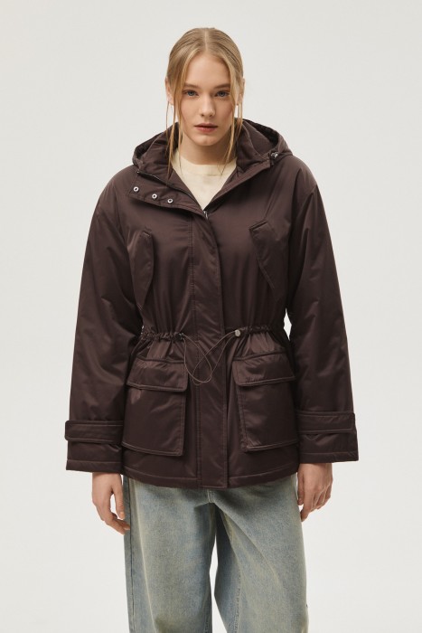 утепленная куртка с капюшоном от бренда снежная королева вид слева