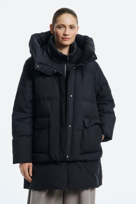 утепленная куртка с капюшоном от бренда снежная королева вид слева