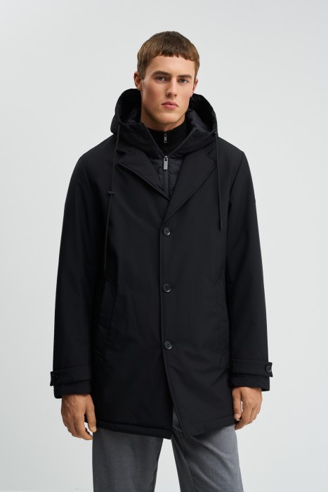 утепленная куртка с капюшоном от бренда снежная королева вид слева