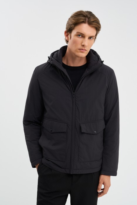 утепленная куртка с капюшоном от бренда снежная королева вид слева