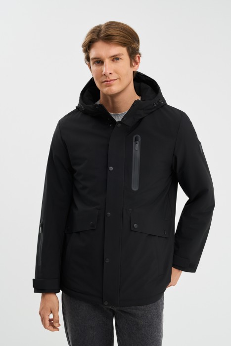 утепленная куртка с капюшоном от бренда снежная королева вид слева