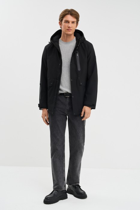 утепленная куртка с капюшоном из россии вид сбоку