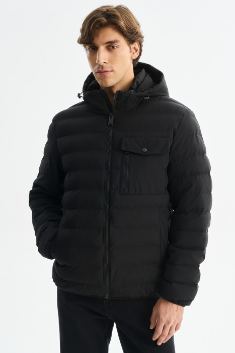 утепленная куртка с капюшоном от бренда снежная королева вид слева