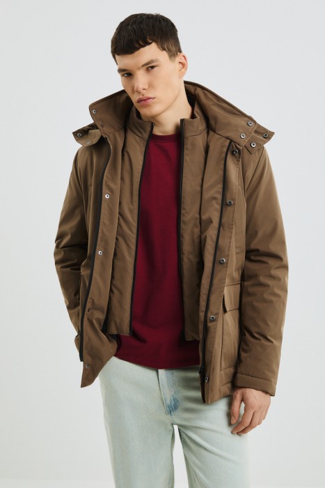 утепленная куртка с капюшоном от бренда снежная королева вид слева