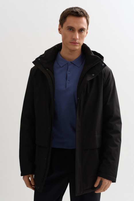 утепленная куртка с капюшоном из россии вид сбоку