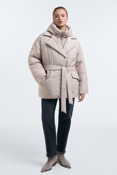 утепленная куртка с поясом 775654003 фотография