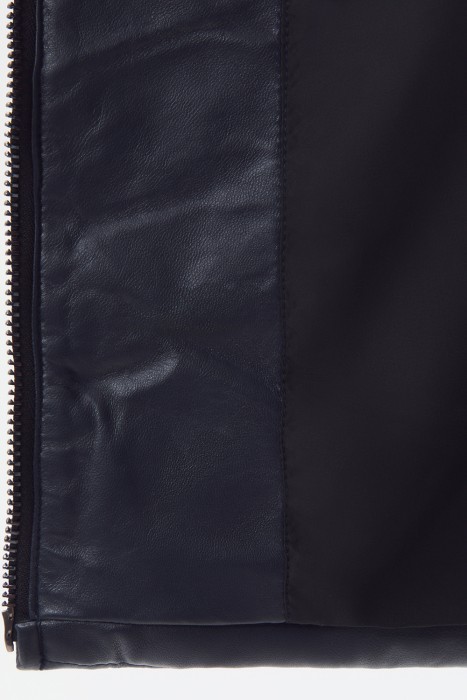 утепленное кожаное пальто с меховой отделкой из россии вид сбоку