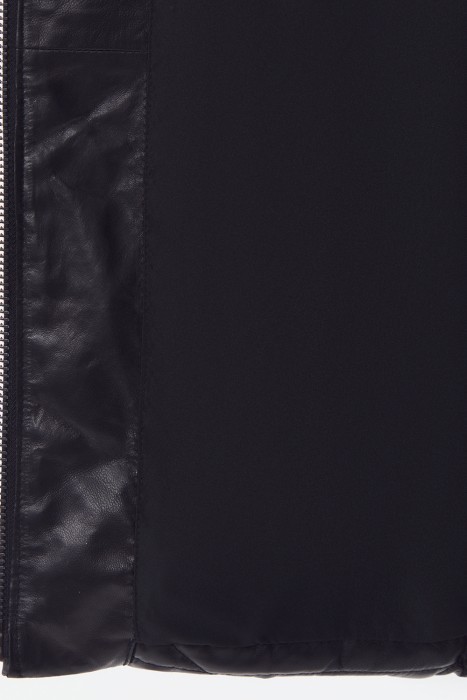 утепленное кожаное пальто с меховой отделкой из россии вид сбоку