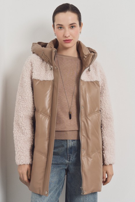 утепленное кожаное пальто 778451003 фотография
