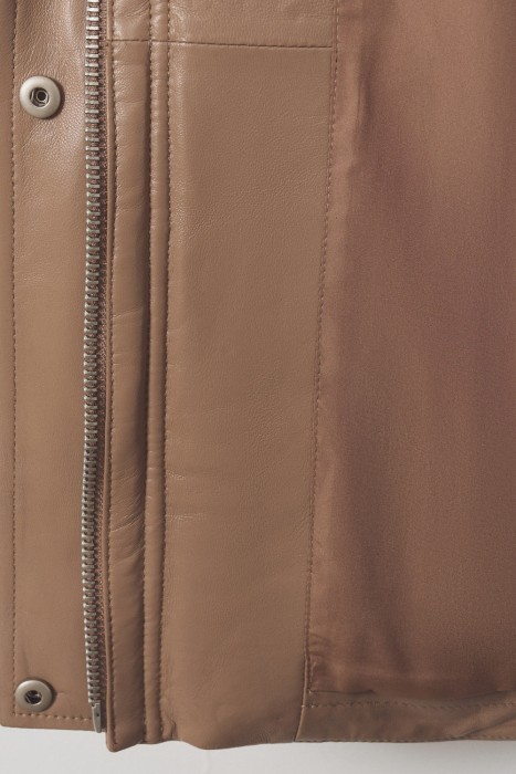 утепленное кожаное пальто из россии вид сбоку