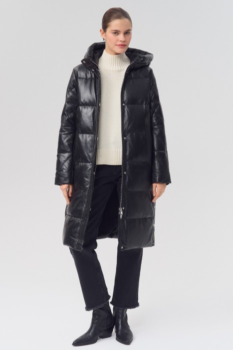 утепленное пальто из натуральной кожи 776270003 фотография