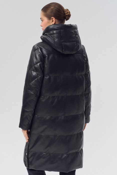 утепленное пальто из натуральной кожи по цене 12120 руб вид справа