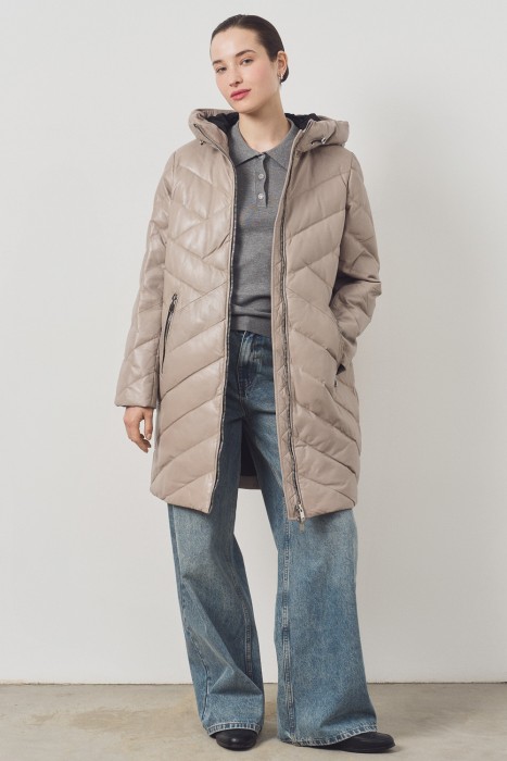 утепленное пальто из натуральной кожи 776267003 фотография