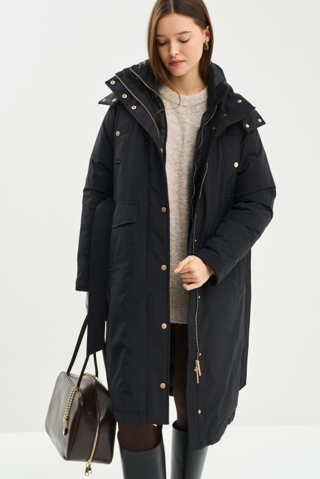 утепленное пальто с капюшоном 781738003 фотография