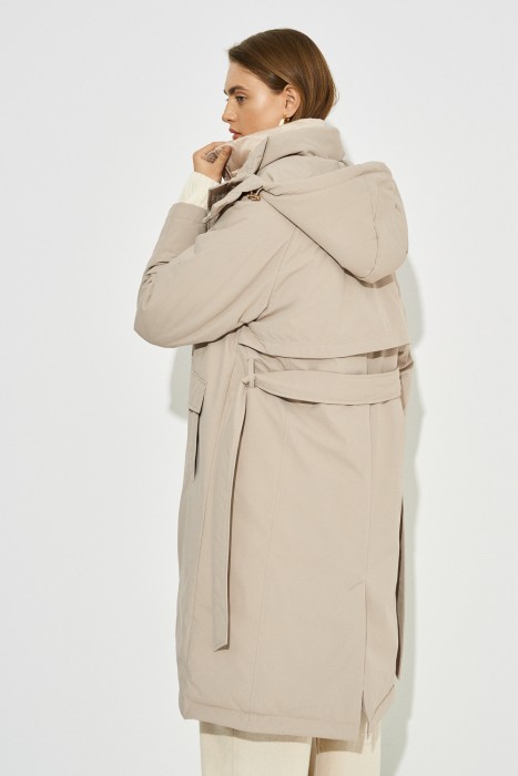 утепленное пальто с капюшоном по цене 6030 руб вид справа