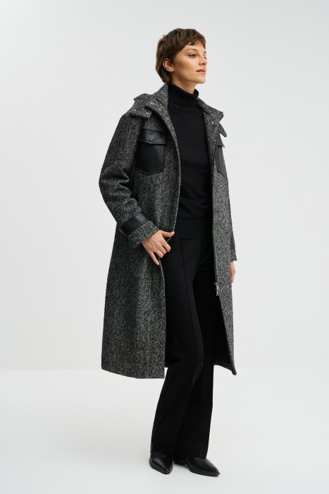 утепленное пальто с капюшоном 779463003 фотография