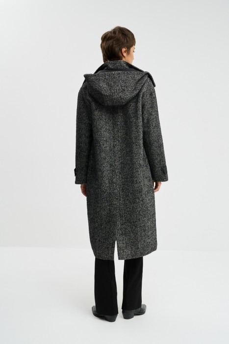 утепленное пальто с капюшоном по цене 8240 руб вид справа