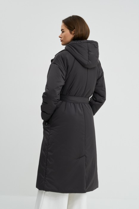 утепленное пальто с капюшоном по цене 5360 руб вид справа