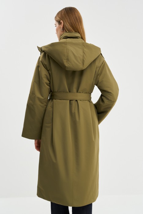 утепленное пальто с капюшоном по цене 6230 руб вид справа