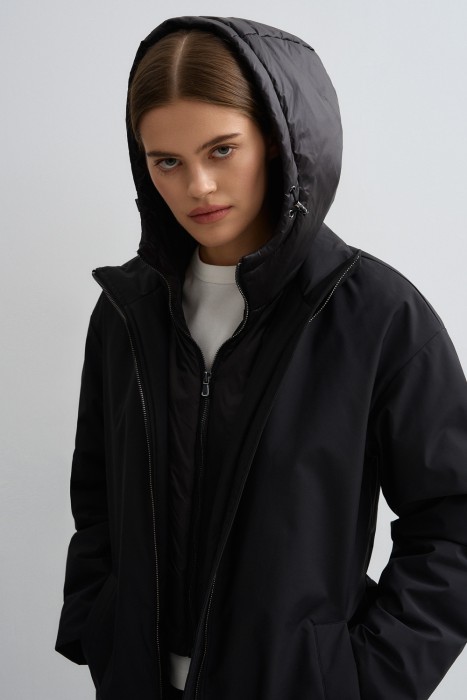 утепленное пальто с капюшоном по цене 7190 руб вид справа