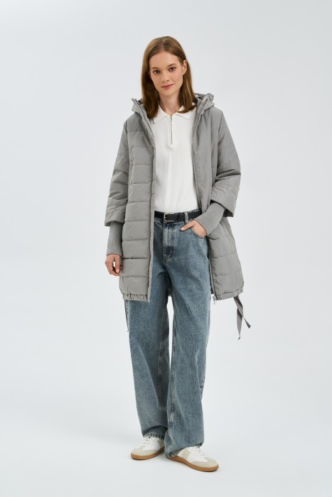 утепленное пальто с капюшоном 770879003 фотография