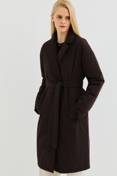 утепленное пальто с поясом по цене 5940 руб вид справа