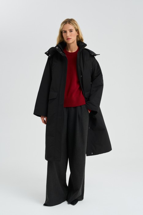 утепленное пальто с поясом 775485003 фотография