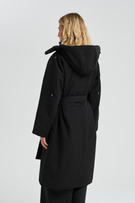 утепленное пальто с поясом по цене 6230 руб вид справа