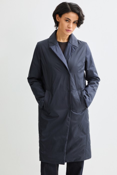 утепленное пальто от бренда снежная королева вид слева