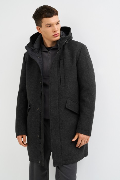 утепленное пальто от бренда снежная королева вид слева