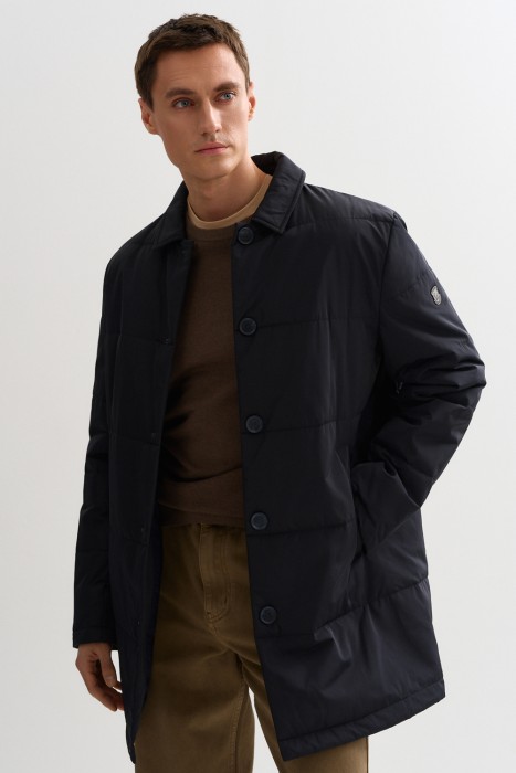 утепленное пальто от бренда снежная королева вид слева