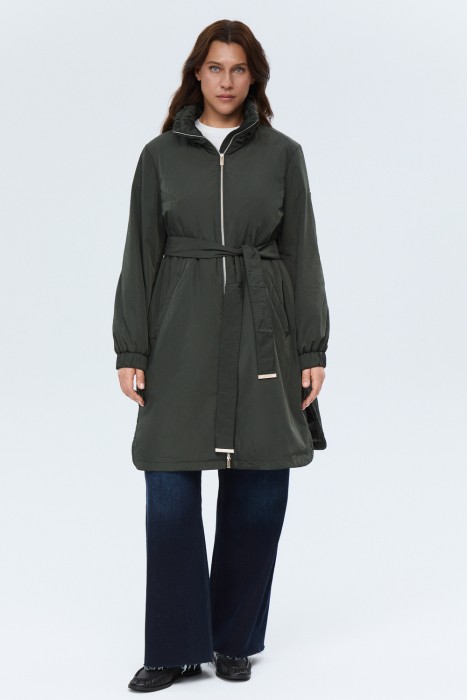 утепленный плащ с поясом 797248003 фотография