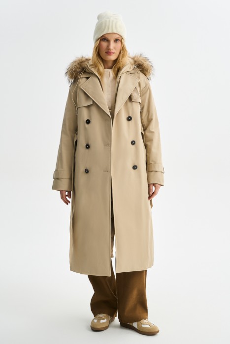 утепленный тренч с капюшоном 774066003 фотография