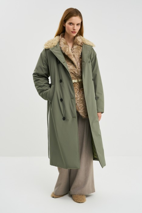 утепленный тренч от бренда снежная королева вид слева