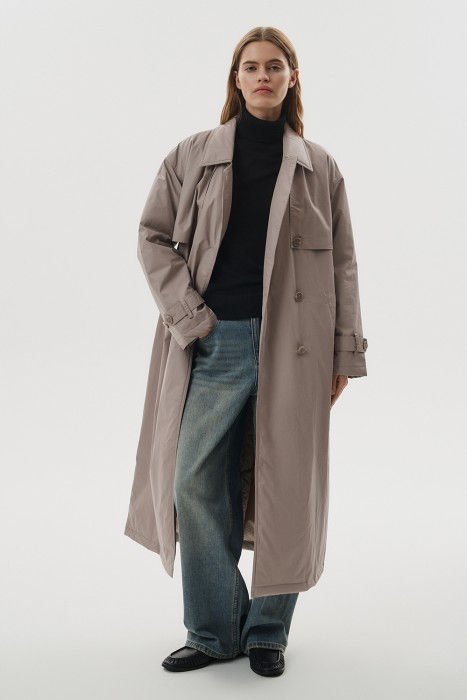утепленный тренч от бренда снежная королева вид слева