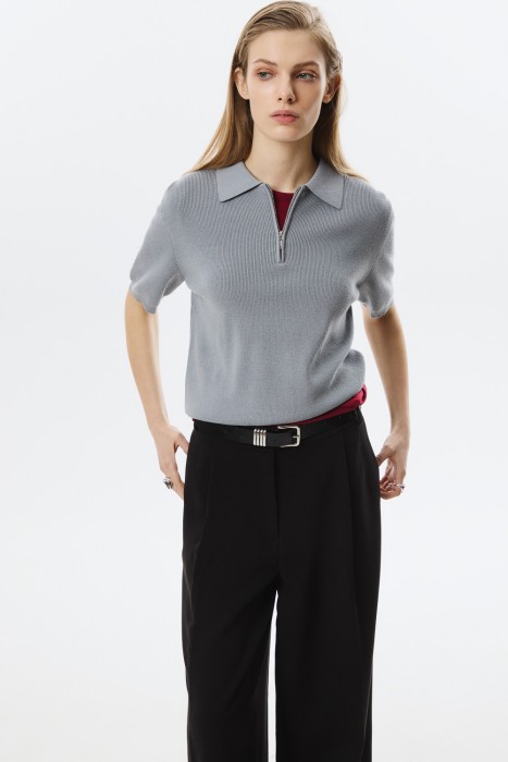 вязаный джемпер-поло 803430003 фотография