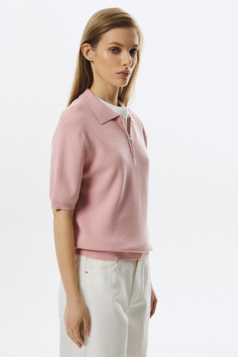 вязаный джемпер-поло из россии вид сбоку