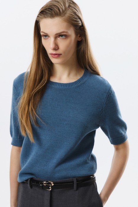 вязаный джемпер с короткими рукавами 803431003 фотография