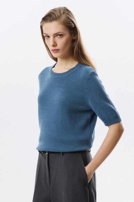 вязаный джемпер с короткими рукавами по цене 1310 руб вид справа