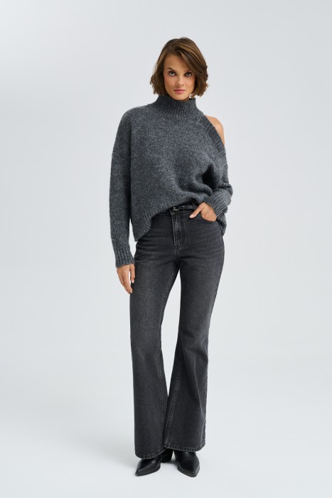 вязаный джемпер с открытым плечом 790693003 фотография